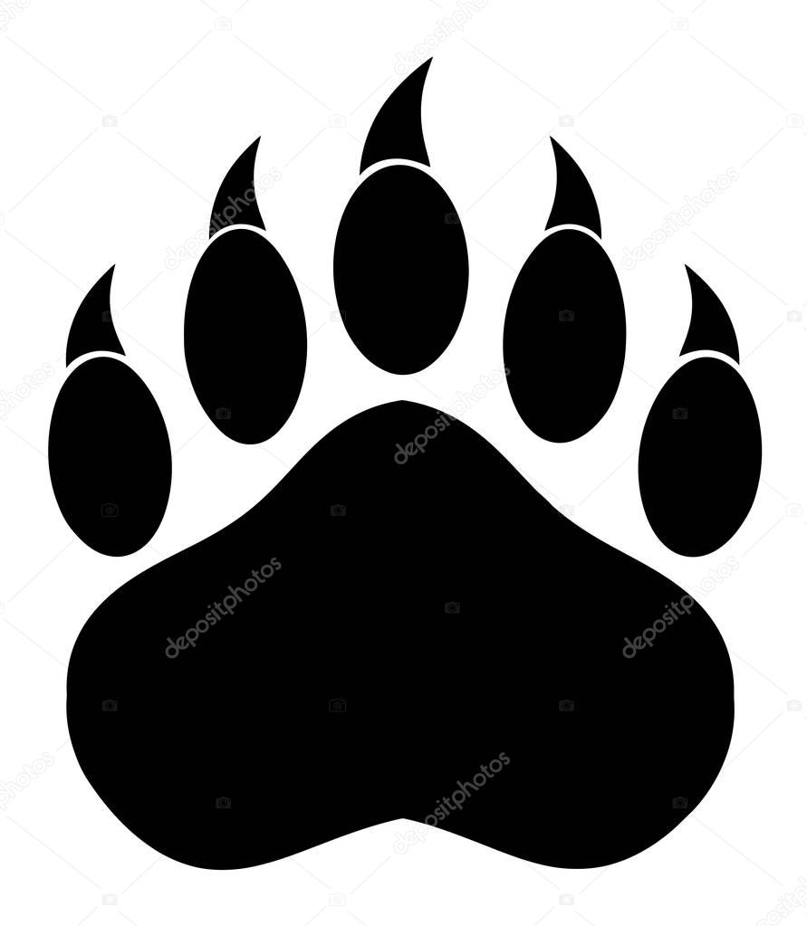 Bear Paw With Claws. Vector Illustration Isolated On White