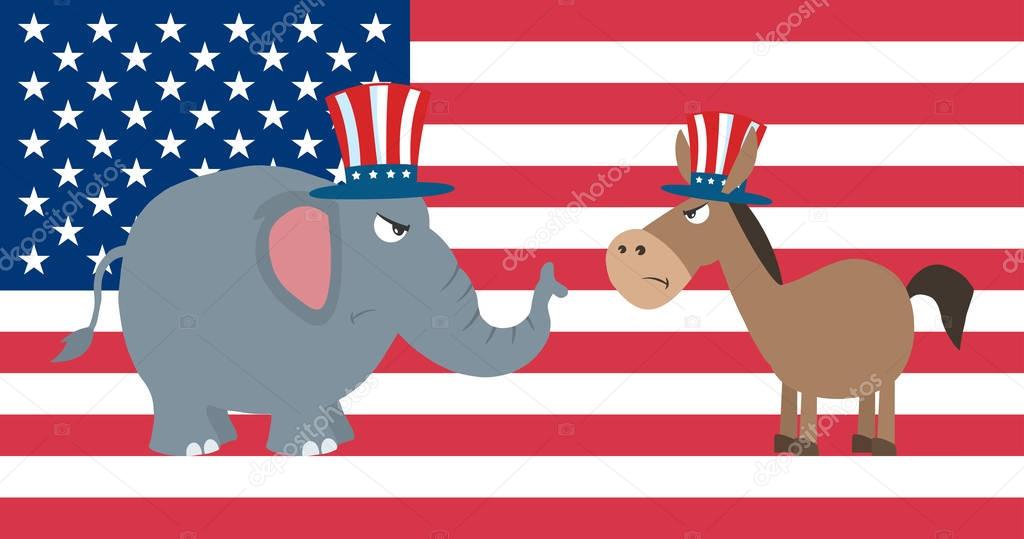 Elephant Republican Vs Donkey Democrat 