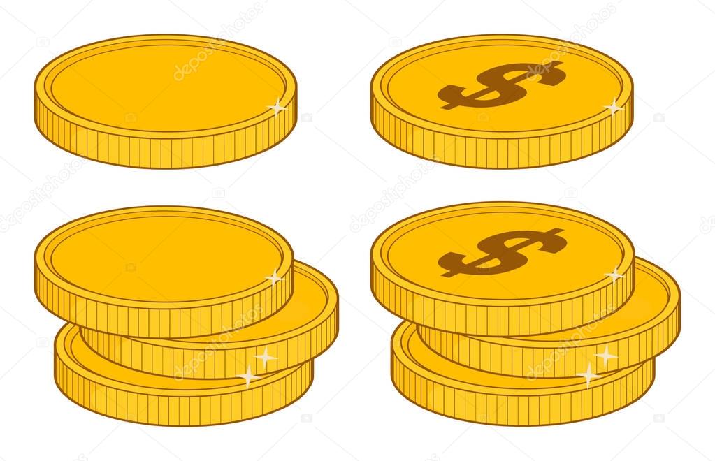 Stack Of Golden Dollar Coins