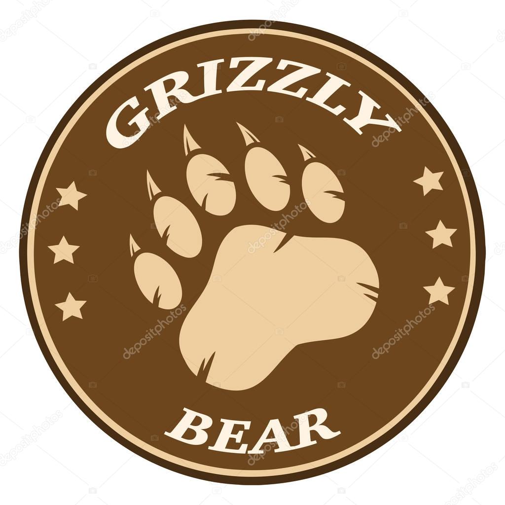 Bear Paw Print Circle Logo Design. Illustration