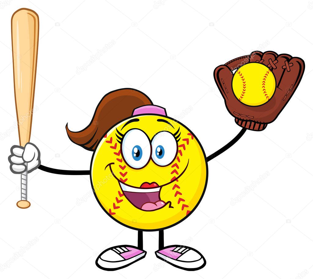 Softball Girl Cartoon