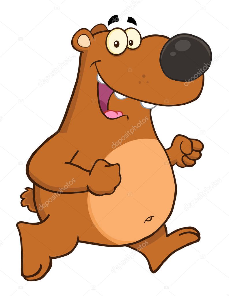 Happy Brown Bear Cartoon Character 