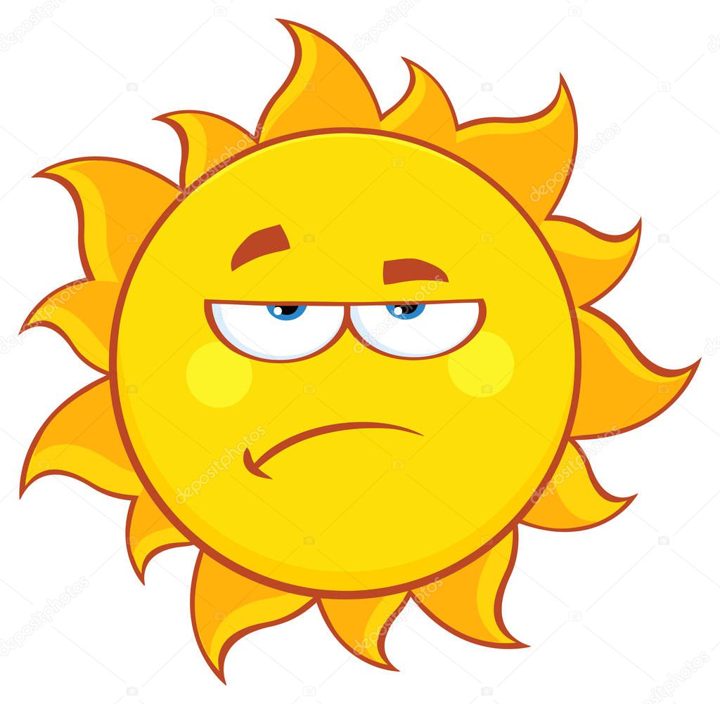 Grumpy Sun Cartoon Mascot Character. 