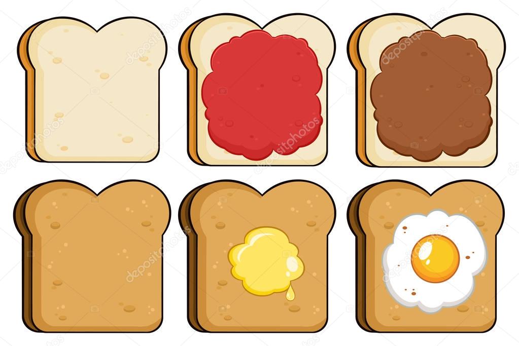 Cartoon Toast Bread Slice. 