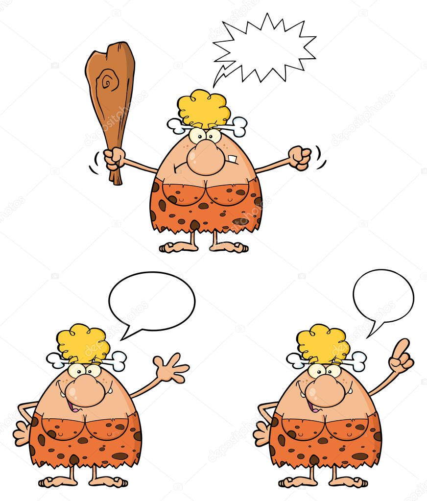 Blonde Cave Woman Cartoon Mascot Character