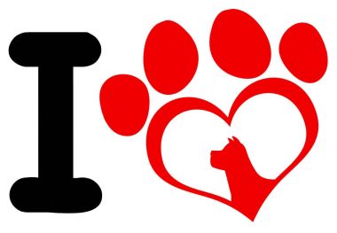 Yazdırma pençe ve köpek siluet baş Logo 