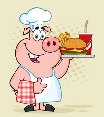 Şef domuz başparmak veren