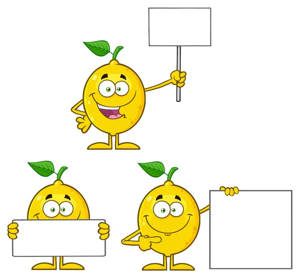 Lemon Cartoon Characters Set — Stock Vector