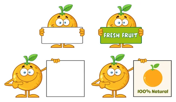 Oranje Cartoon gezichten Set — Stockvector