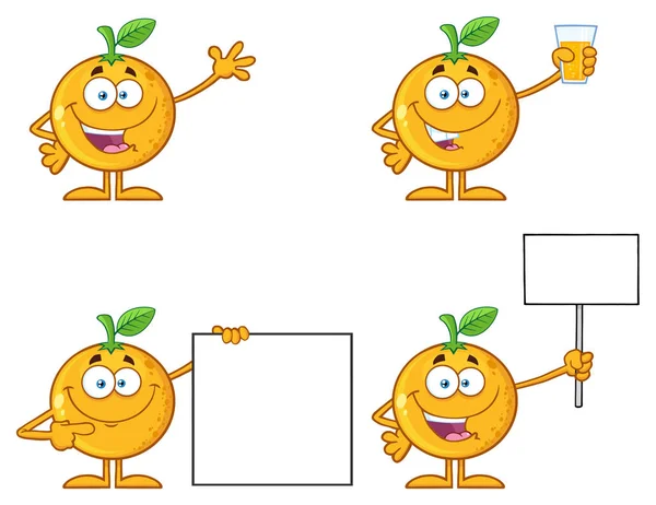 Oranje Cartoon gezichten Set — Stockvector