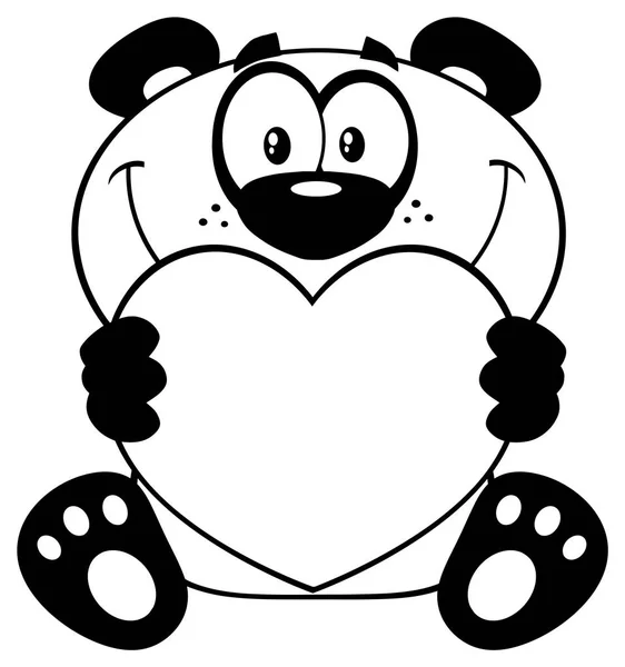 Panda, medvěd, držící srdce — Stockový vektor