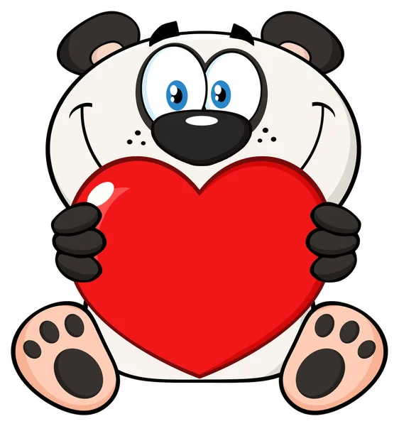 Panda Bear Holding Cuore — Vettoriale Stock