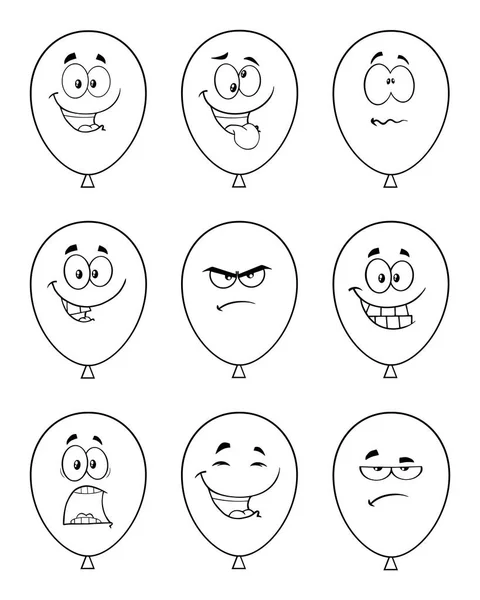 Set Of Balloons Expression Characters — Stock Vector