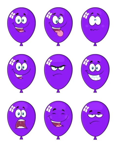 Set Of Balloons Expression Characters — Stock Vector