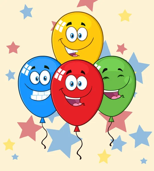 Vier gelukkig ballonnen tekens — Stockvector