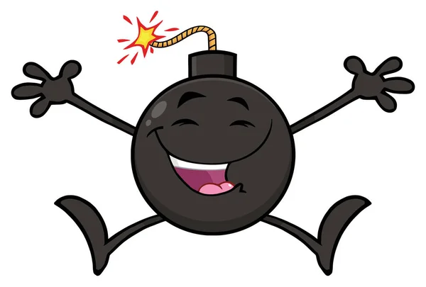 幸せな漫画爆弾ジャンプ — ストックベクタ