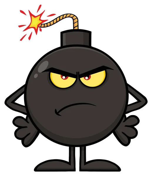 Angry Cartoon Bomb — Stock Vector