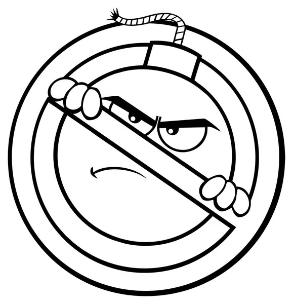 Bombencharakter in verbotenem Symbol — Stockvektor