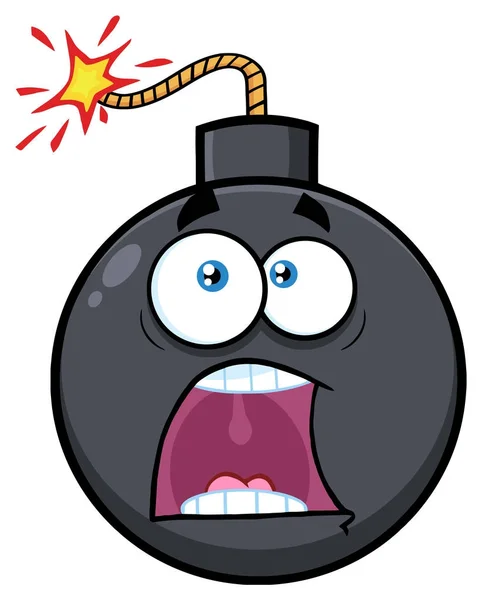 Shocked cara de dibujos animados bomba — Vector de stock