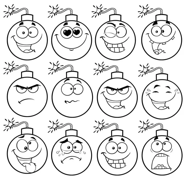 Conjunto de caras de bombas — Vector de stock