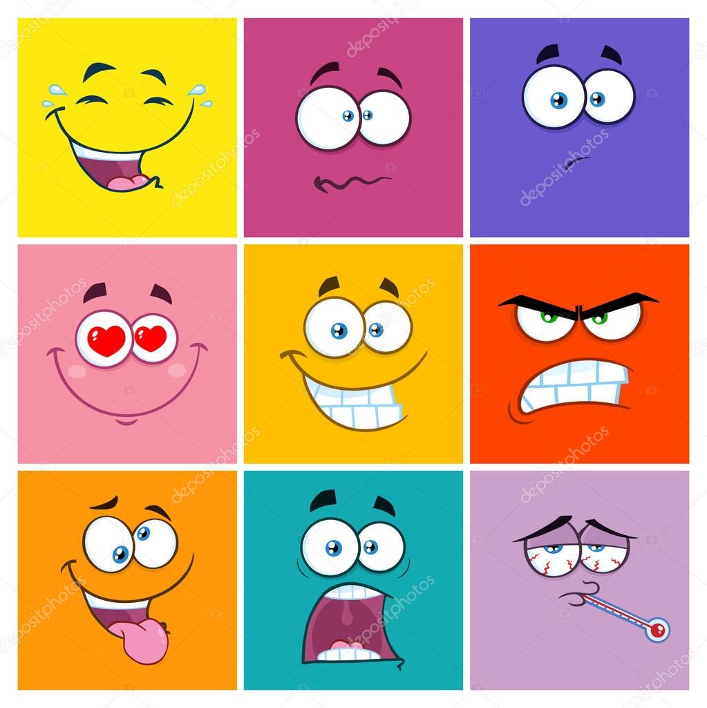 Set of face expressions