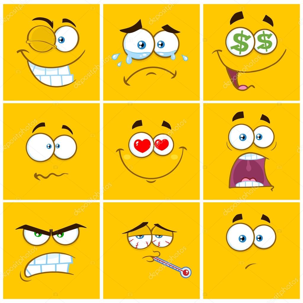 Set of face expressions