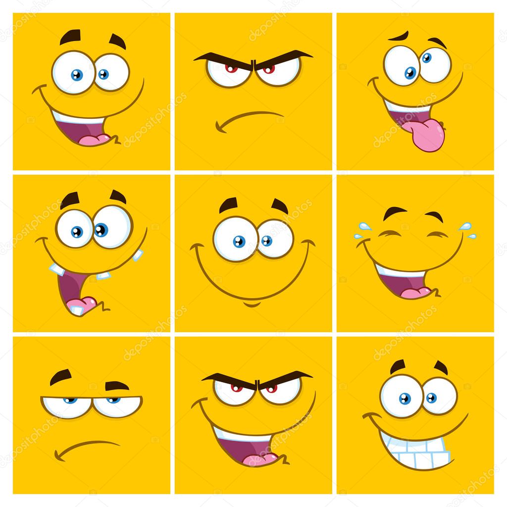 Set of face expressions