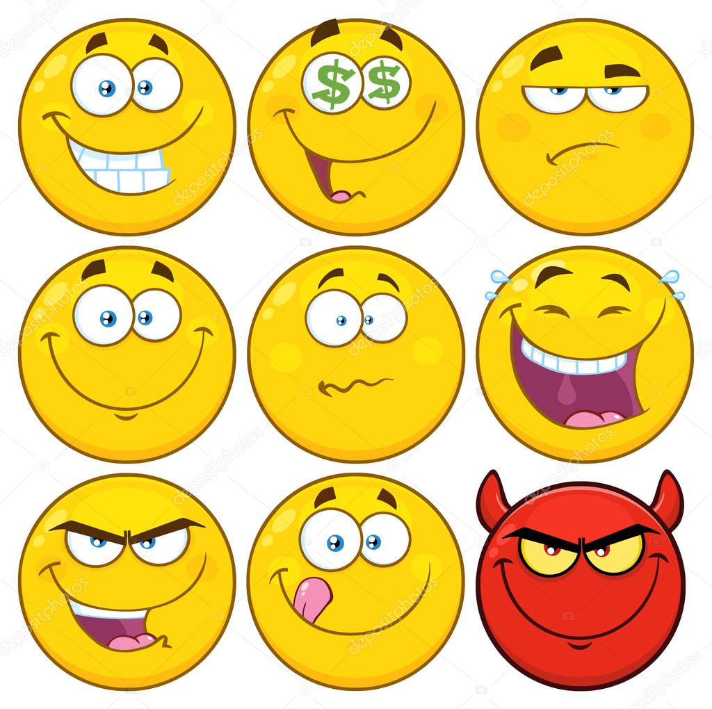 Set of face expressions