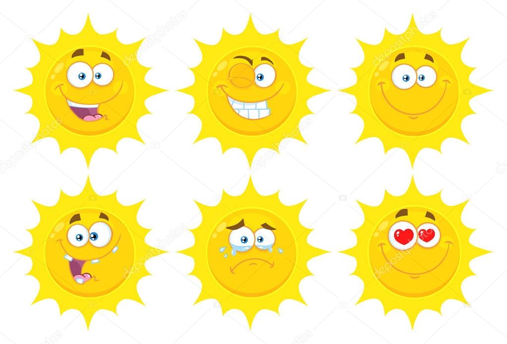  Sunny Cartoon Faces Set