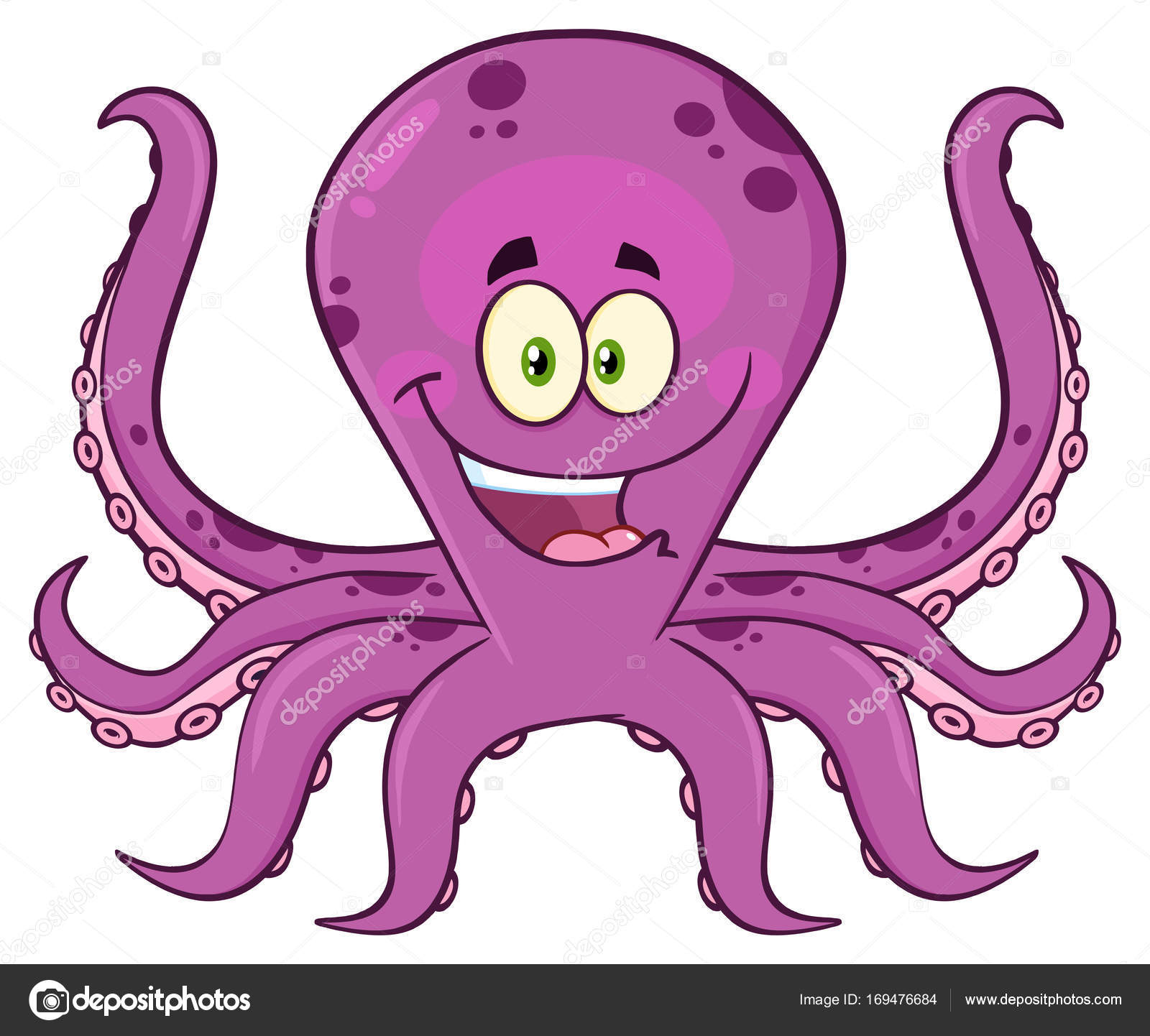Happy Cartoon Octopus Stock Vector Image by ©HitToon #169476684