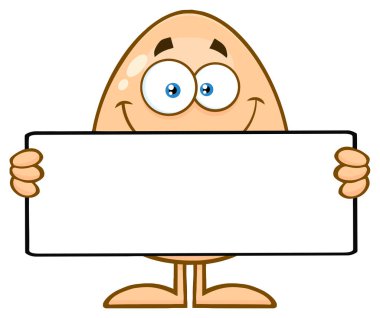 Boş işaret tutan yumurta karakter 