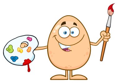 Holding boya fırçası ve palet yumurta 