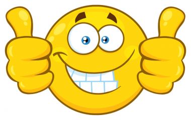 Başparmak yukarıya ile gülen yüz