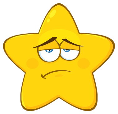 Üzgün sarı yıldız karikatür Emoji yüz karakter ifade vektör çizim ile