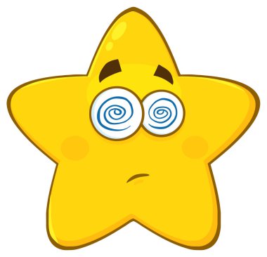 Sarı yıldız karikatür Emoji yüz karakter ifade vektör çizim ile afallamış