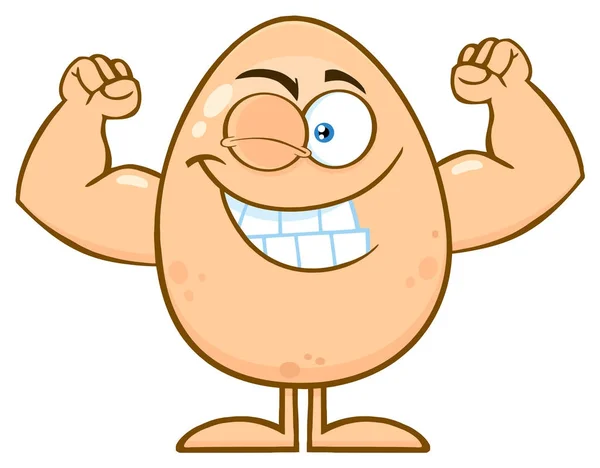 Egg Character Showing Muscles — Stock Vector