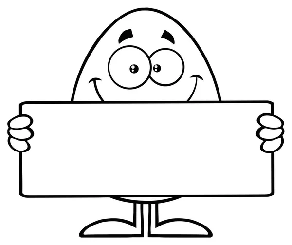 Egg Character Holding Blank Sign — Stock Vector