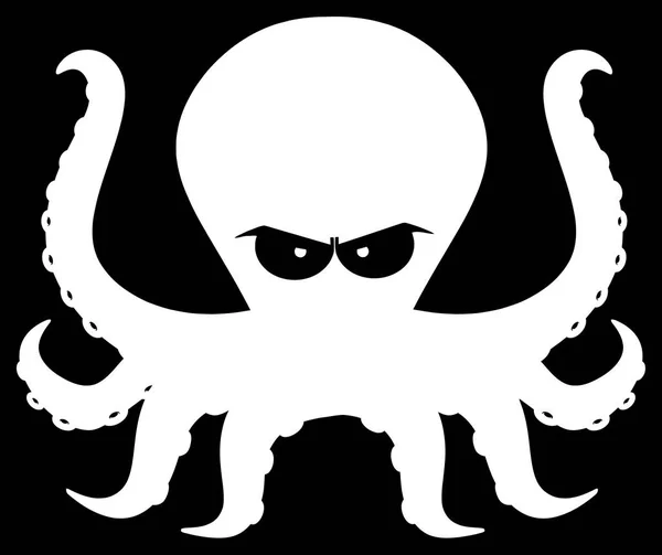 Preto Angry Cartoon Octopus — Vetor de Stock