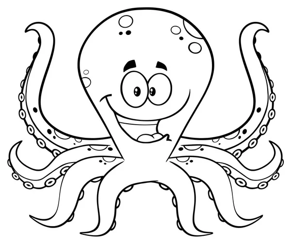 Feliz pulpo de dibujos animados — Vector de stock