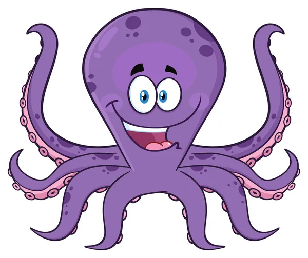Gelukkig paarse Cartoon Octopus — Stockvector