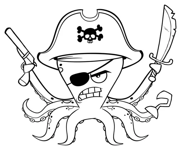 Polpo pirata arrabbiato — Vettoriale Stock