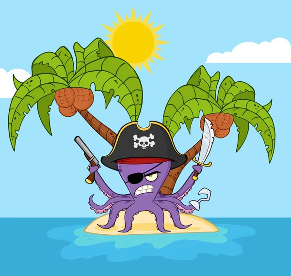 Pulpo pirata enojado en isla tropical — Archivo Imágenes Vectoriales