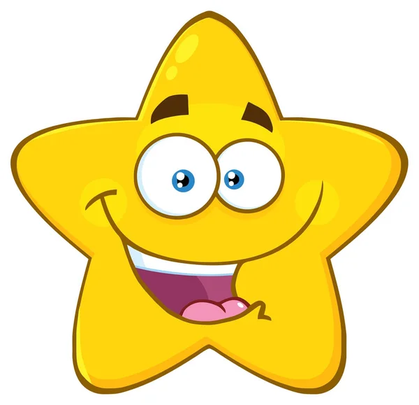 Happy Yellow Star Cartoon Character — Stock Vector