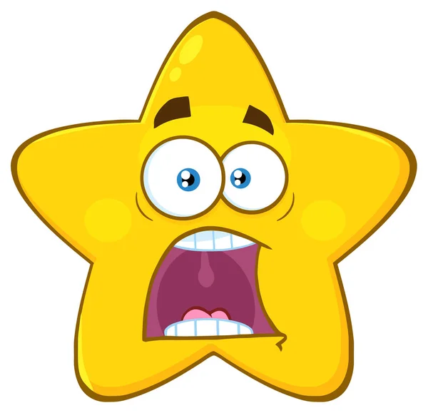 Personagem dos desenhos animados da estrela amarela assustada — Vetor de Stock