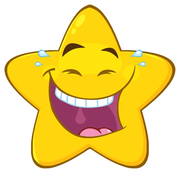 Riendo Estrella Amarilla Personaje de dibujos animados — Vector de stock