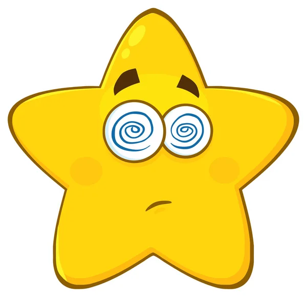 Dazed Yellow Star Cartoon Emoji Face Character Expression Vector Illustration — Stock Vector