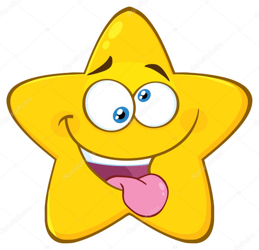 Mad Yellow Star Cartoon Emoji Face Character With Expression Vector Illustration