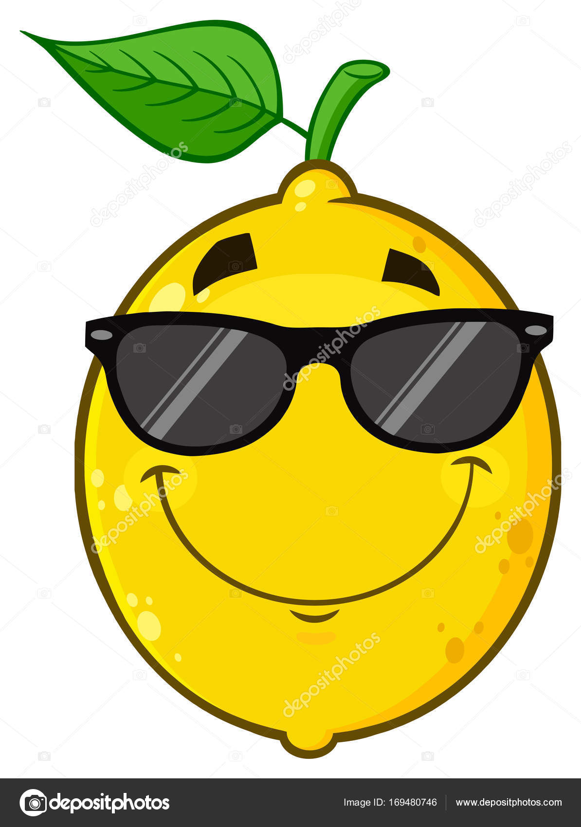 Lächelnd Gelbe Zitrone Cartoon Gesicht Figur Mit Ausdruck Mit Sonnenbrille  Stock-Vektorgrafik von ©HitToon 169480746