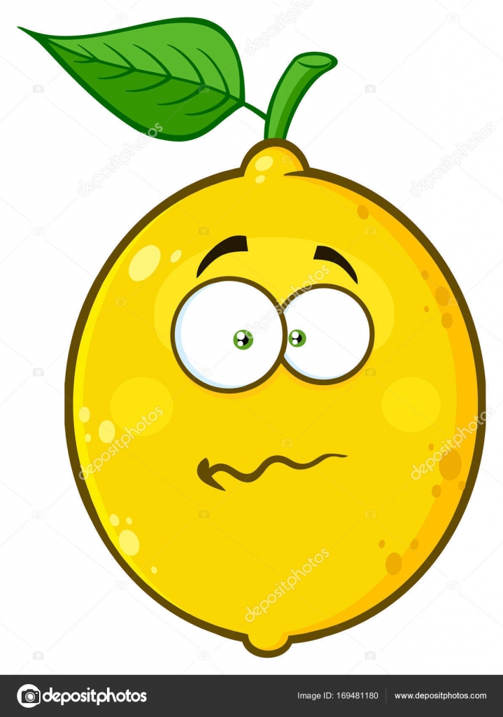 Nervous cartoon characters | Nervous Lemon Cartoon Face — Stock Vector