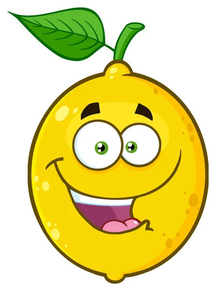 Karakter Wajah Kartun Lemon Kuning Tersenyum Dengan Ekspresi - Stok Vektor